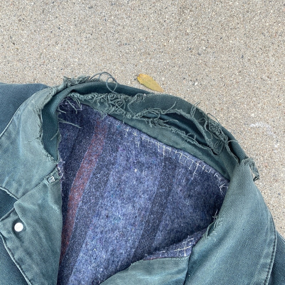 Vintage 80s 90s Carhartt Barn Jacket Coat L/XL Distressed Teal Green Made In USA - Picture 5 of 11